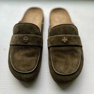 TORY BURCH EVERLY cork mule in Green Olive Suede (size 9.5) sensory Foam $375